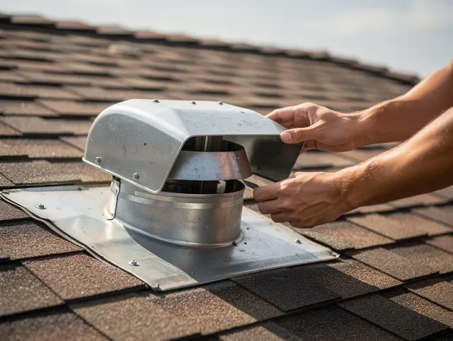 Bridgeport Dryer Vent Cleaning certified technician safely cleaning a roof-mounted dryer vent in Bridgeport