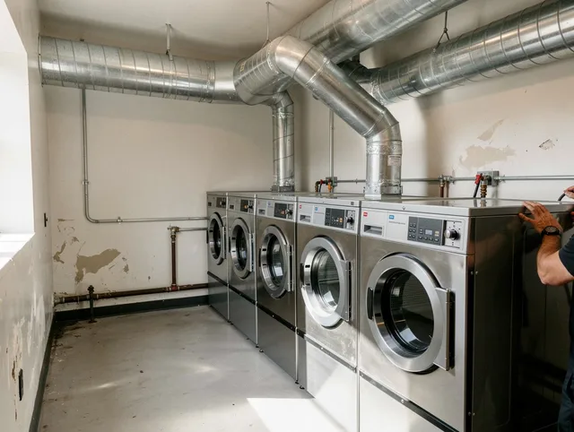 Bridgeport Dryer Vent Cleaning team performing large-scale commercial dryer vent cleaning in Bridgeport
