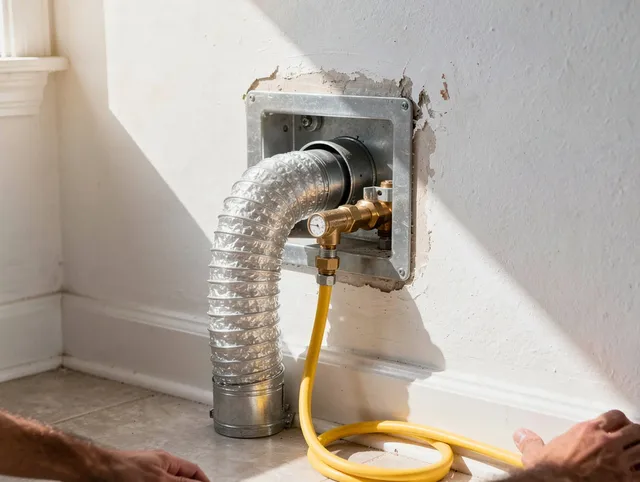 Bridgeport Dryer Vent Cleaning certified technician performing specialized gas dryer vent cleaning in Bridgeport